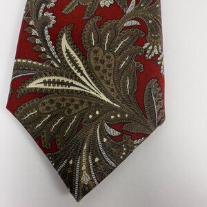 Christian Dior Red & Brown Paisley All Silk Tie Made In USA VTG